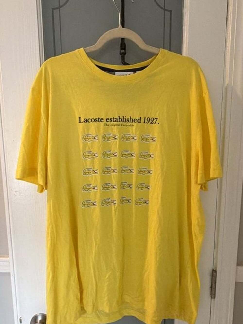 Lacoste Established 1927 Twenty Crocs Graphic Print Yellow T-Shirt US 3XL